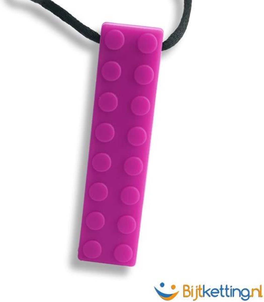 Bijtketting Lego Kauwketting | Legoblokje | Diverse kleuren | Paars